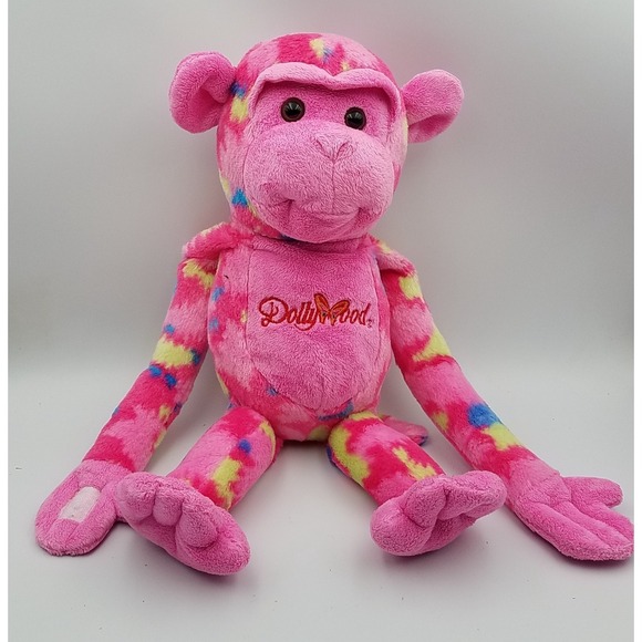 2016 Dollywood Pink Monkey Plush Stuffed Animal Toy Soft Fuzzy 18" Long Arms Hug - Picture 1 of 3